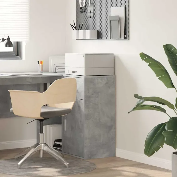 vidaXL Grey Storage Cabinet Concrete Grey Engineered wood, Concrete veneer