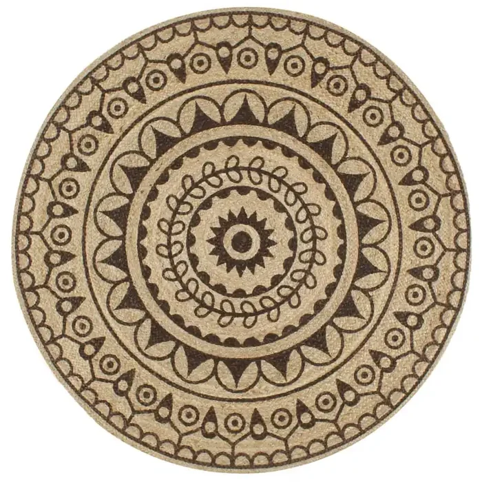 vidaXL Handmade Rug Jute with Dark Brown Print 150 cm