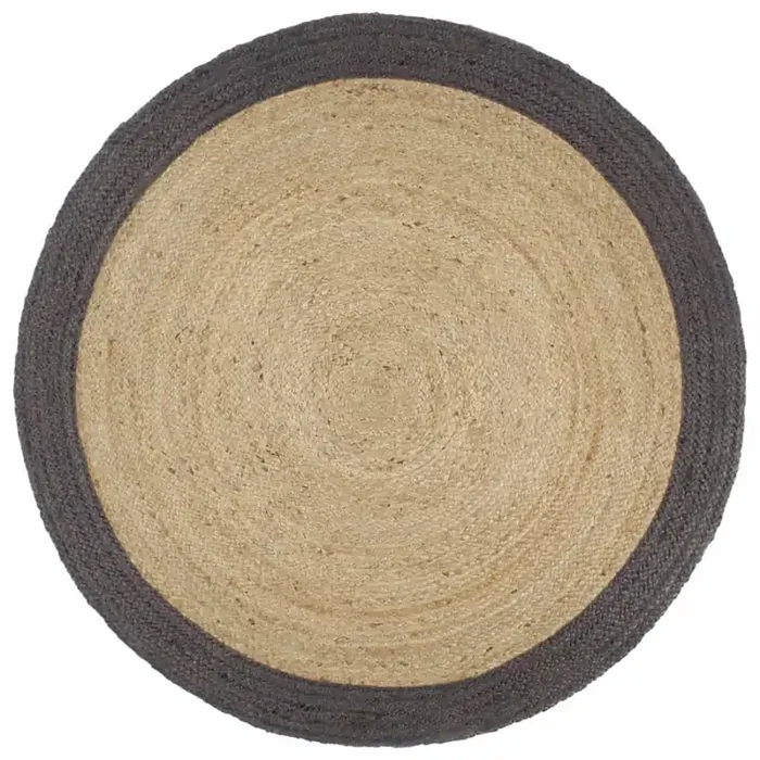 vidaXL Handmade Rug Jute with Dark Grey Border 240 cm