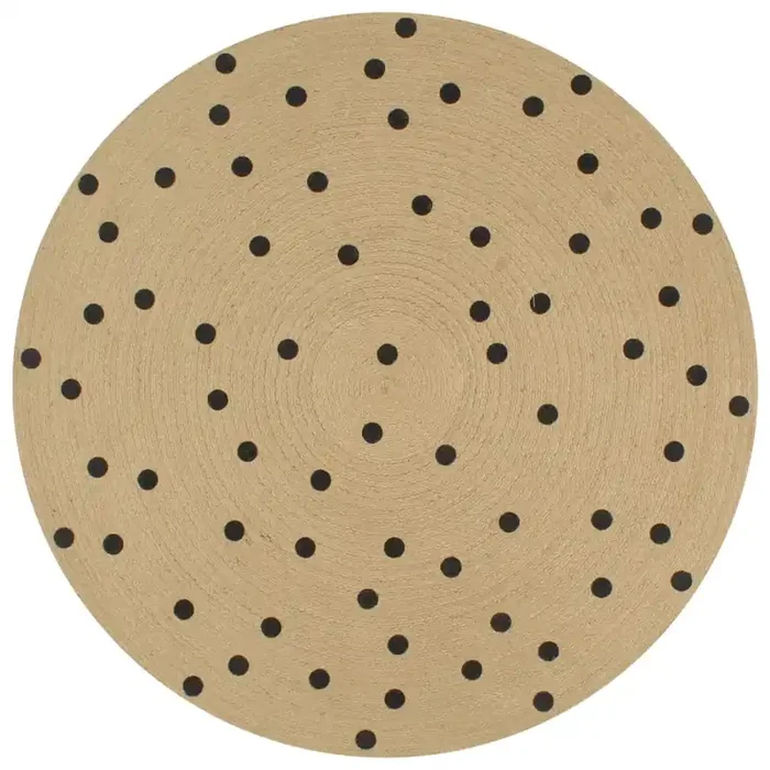 vidaXL Handmade Rug Jute with Print Polka Dot 120 cm
