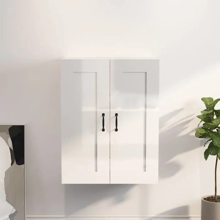 vidaXL Hanging Wall Cabinet High Gloss White 69.5×32.5×90 cm