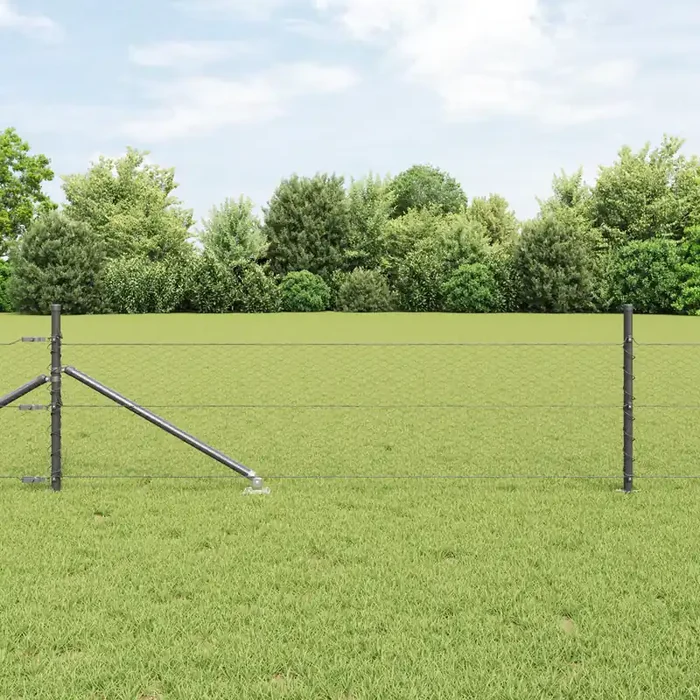 vidaXL Hexagon Fence Grey 0.8×50 m Steel