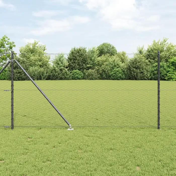 vidaXL Hexagon Fence Grey 1×10 m Steel