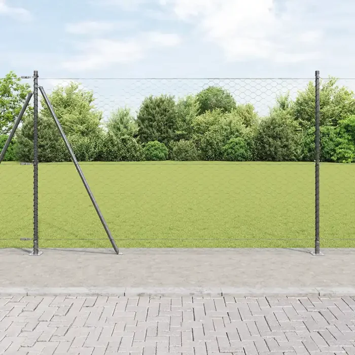 vidaXL Hexagon Fence Grey 1.5×100 m Steel