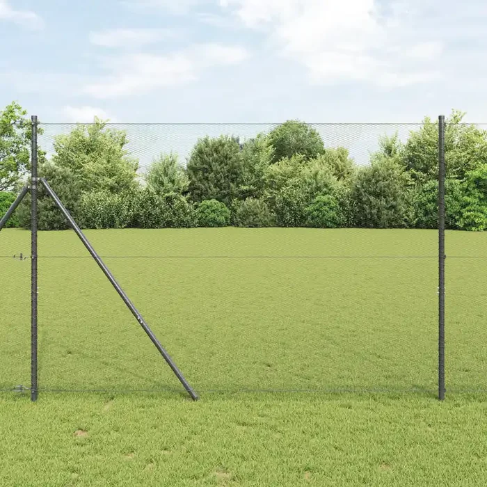 vidaXL Hexagon Fence Grey 1.6×10 m Steel