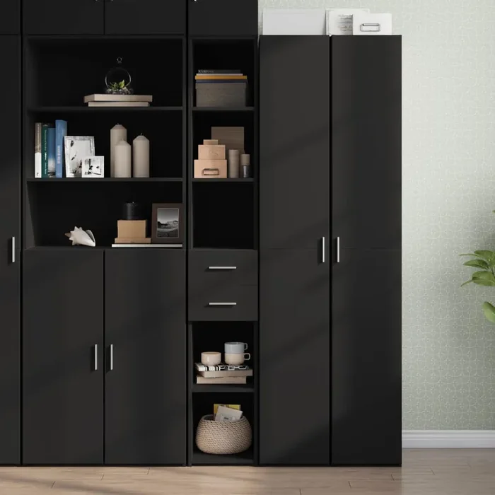 vidaXL Highboard Black 30×42.5×185 cm Engineered Wood