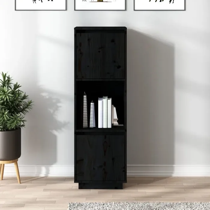 vidaXL Highboard Black 38x35x117 cm Solid Wood Pine