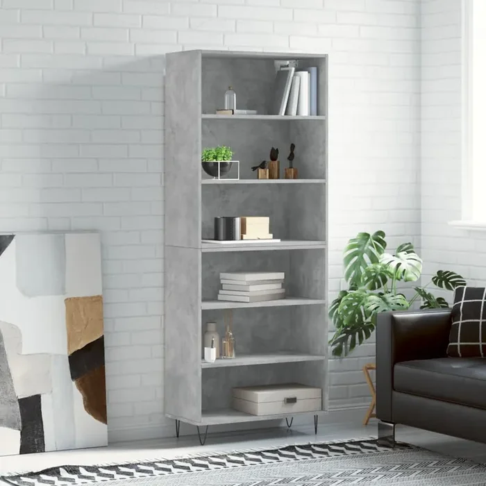 vidaXL Highboard Concrete Grey 69.5×32.5×180 cm Engineered Wood