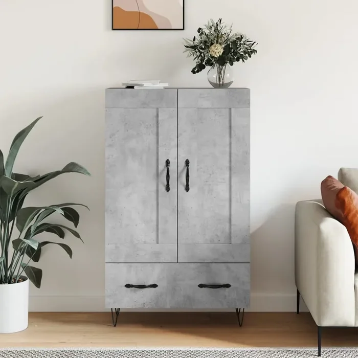 vidaXL Highboard Concrete Grey 69.5x31x115 cm Engineered Wood