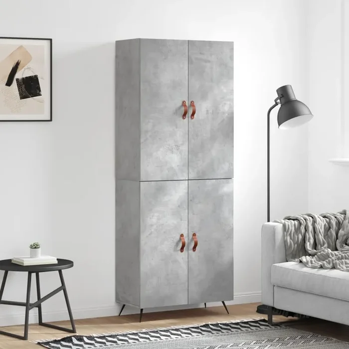 vidaXL Highboard Concrete Grey 69.5x34x180 cm Engineered Wood