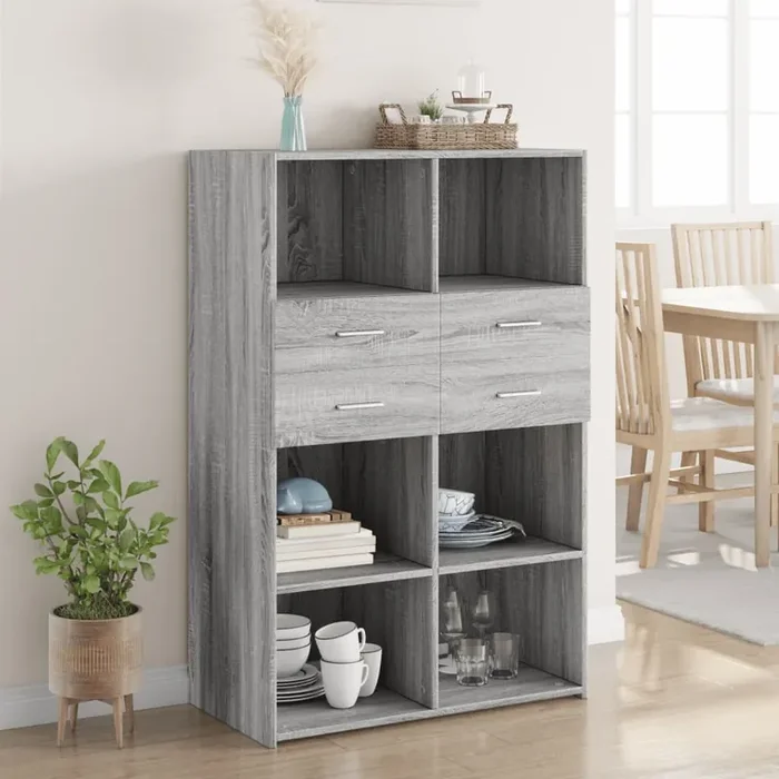 vidaXL Highboard Grey Sonoma 80×42.5×124 cm Engineered Wood