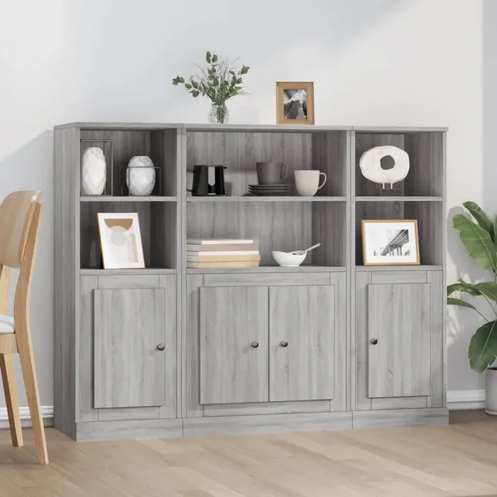 vidaXL Highboards 3 pcs Grey Sonoma Engineered Wood