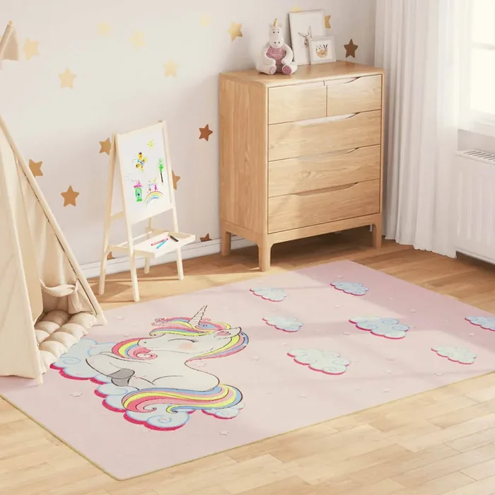 vidaXL Kids‘ Rug Pink 160×230 cm Unicorn Washable Anti Slip