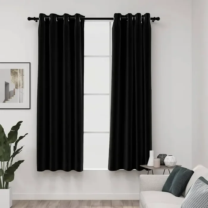 vidaXL Linen-Look Blackout Curtains 2 pcs Anthracite 140x175cm
