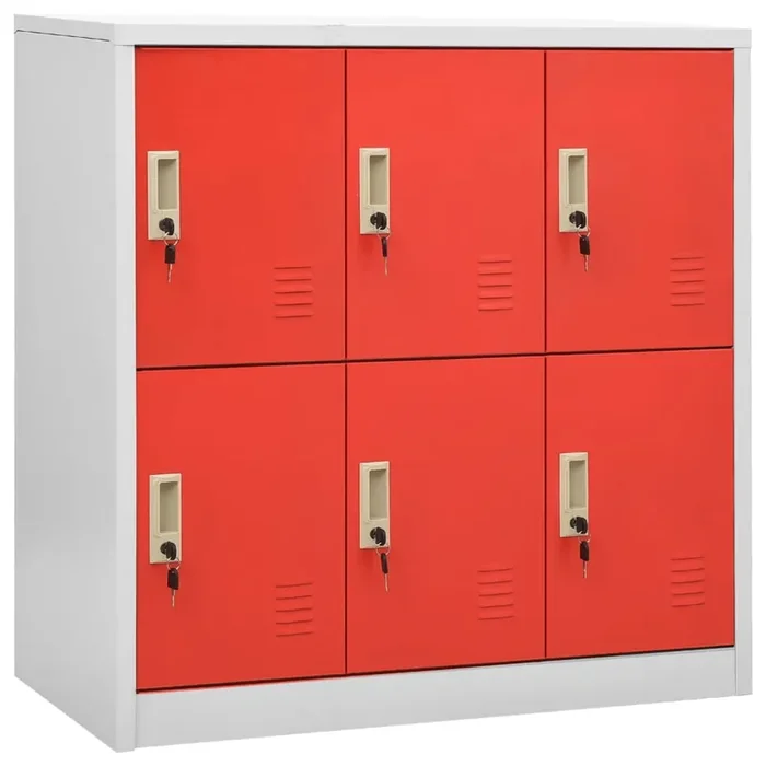 vidaXL Locker Cabinet Light Grey and Red 90x45x92.5 cm Steel