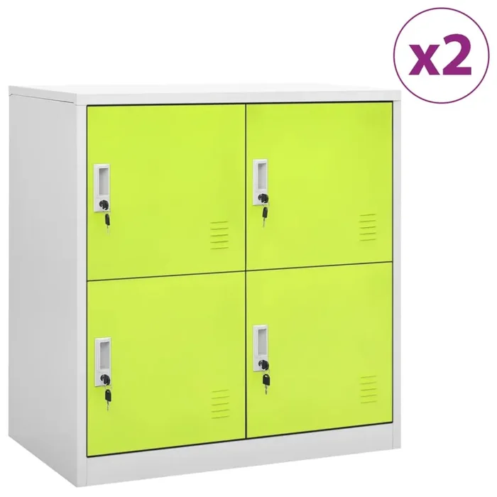 vidaXL Locker Cabinets 2 pcs Light Grey and Green 90x45x92.5 cm Steel