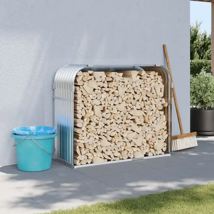 vidaXL Log Holder Silver 120x45x100 cm Galvanised Steel