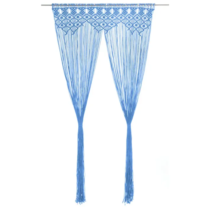 vidaXL Macrame Curtain Blue 140×240 cm Cotton