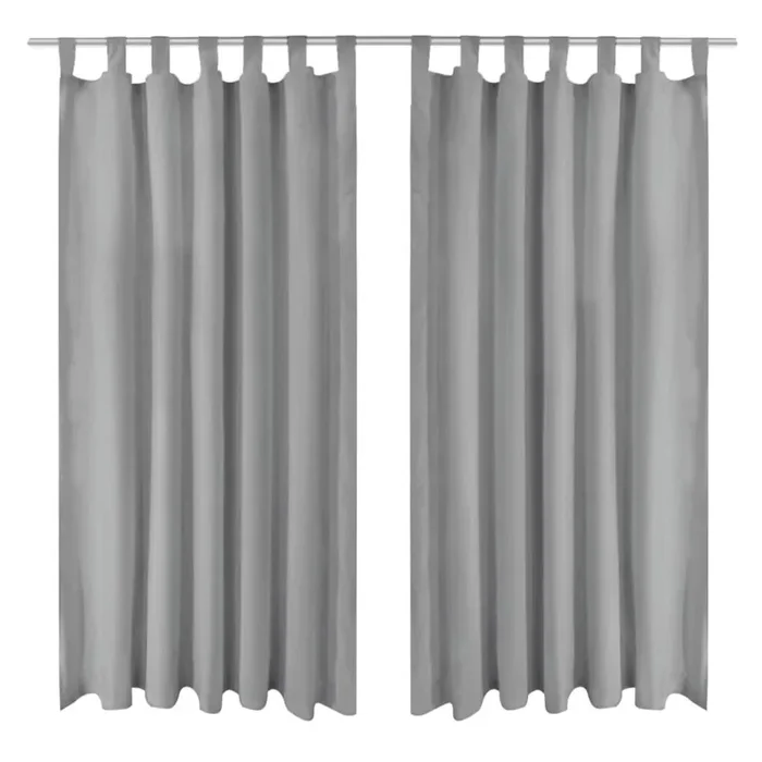 vidaXL Micro-Satin Curtains 2 pcs with Loops 140×175 cm Grey