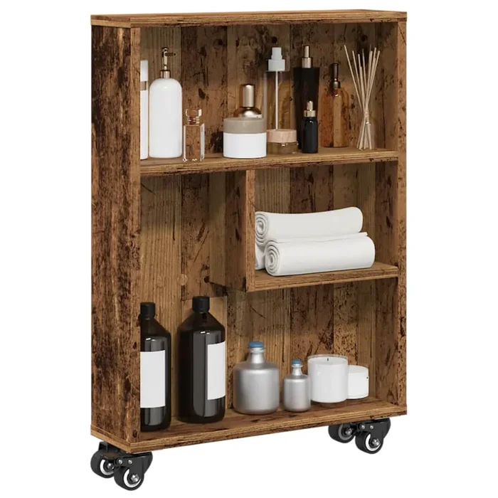 vidaXL Narrow Storage Trolley Old Wood 48x13x68 cm Engineered Wood