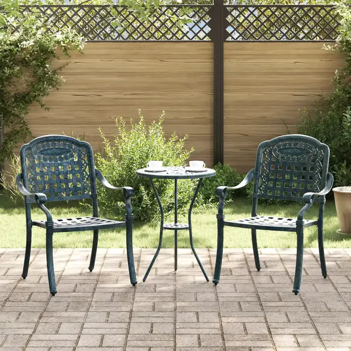 vidaXL Outdoor Dining Chairs Hunter Green Aluminium 55 x 56.5 x 91 cm