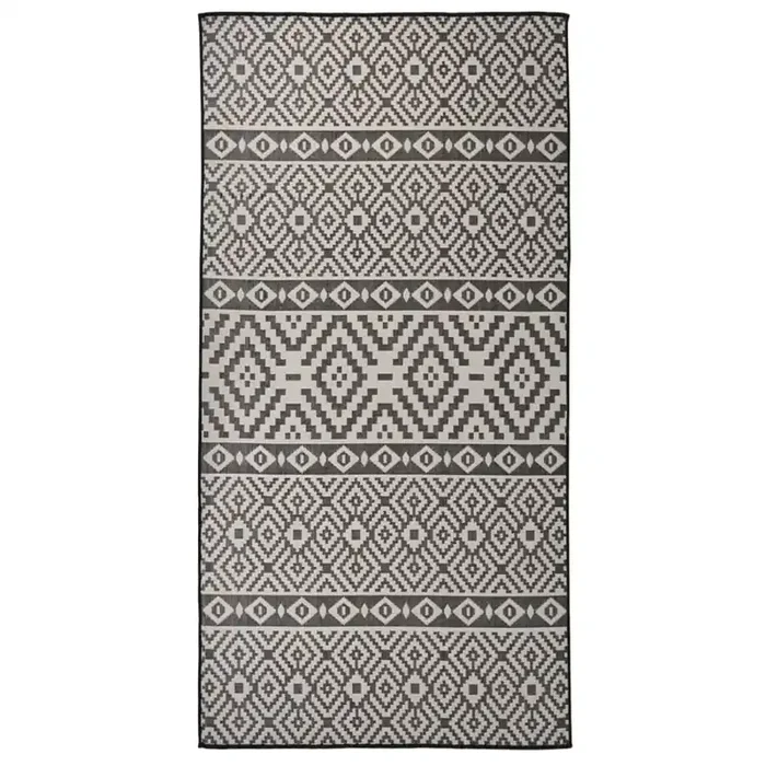 vidaXL Outdoor Flatweave Rug 100×200 cm Black Stripes