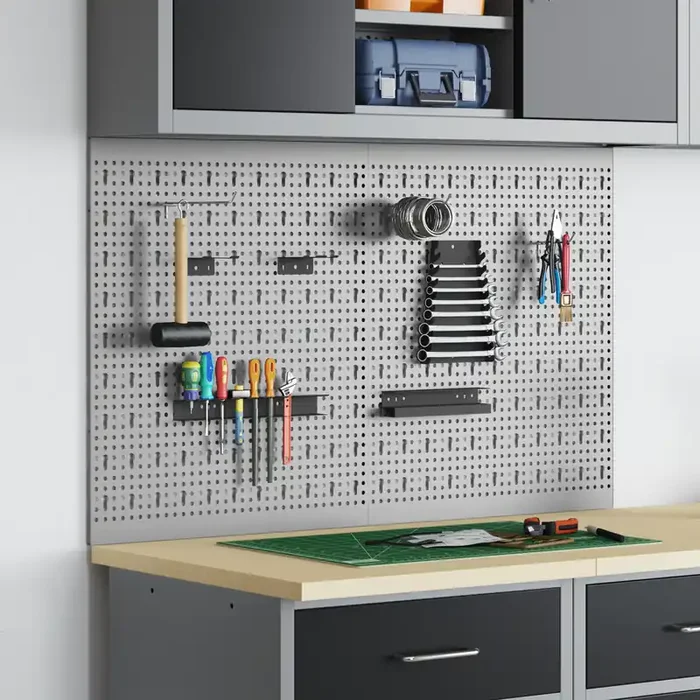 vidaXL Pegboards 2 Pack with 8 Accessories, Gray, 50×60 cm, Steel