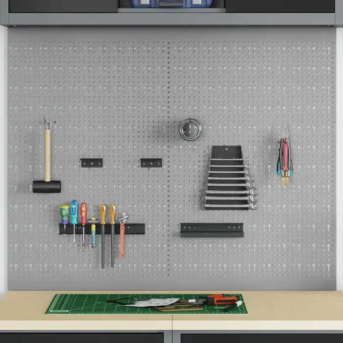 vidaXL Pegboards 2 Pack with 8 Accessories, Grey, 50×80 cm Steel