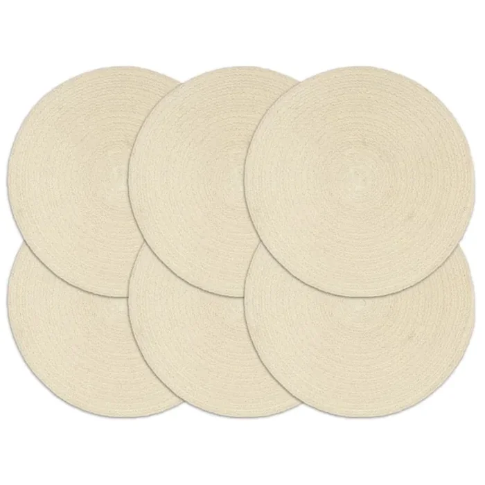 vidaXL Placemats 6 pcs Plain Natural 38 cm Round Cotton