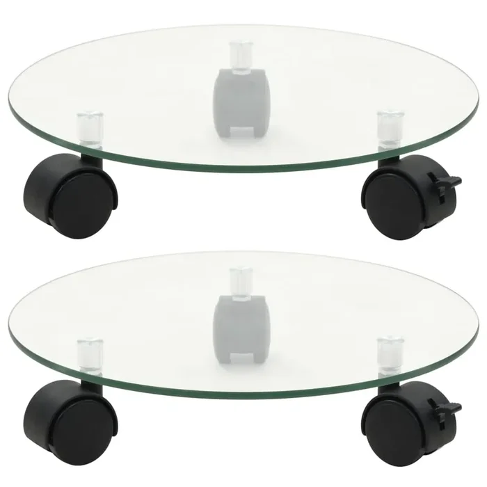 vidaXL Plant Rollers 2 pcs Tempered Glass 28 cm Round