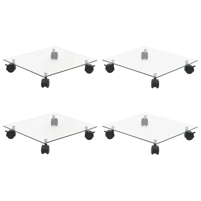 vidaXL Plant Rollers 4 pcs 35×35 cm Tempered Glass Square