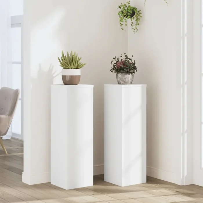 vidaXL Plant Stand 2pcs White 25x25x80 cm Engineered Wood