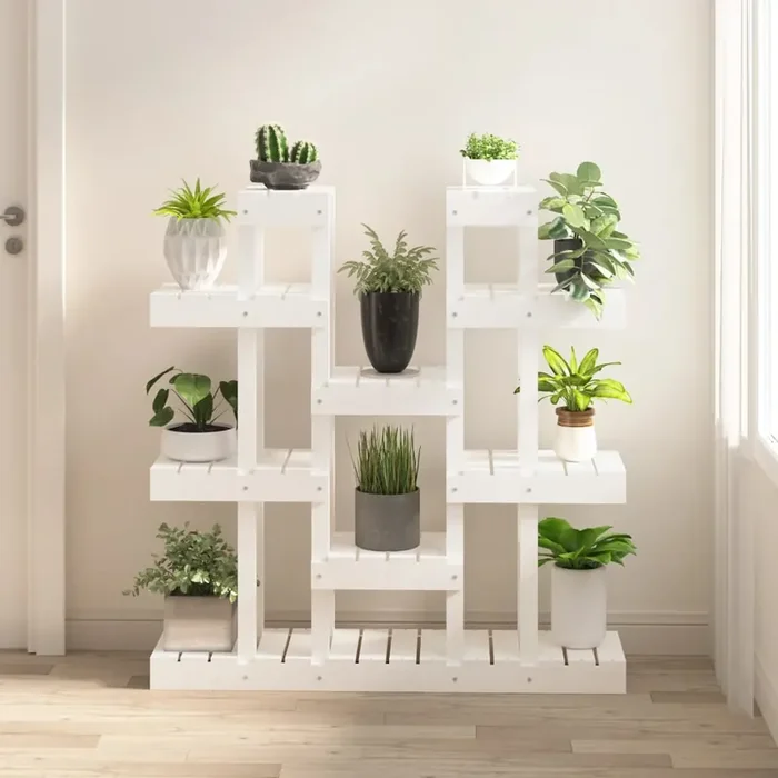 vidaXL Plant Stand White 104.5x25x109.5 cm Solid Wood Pine