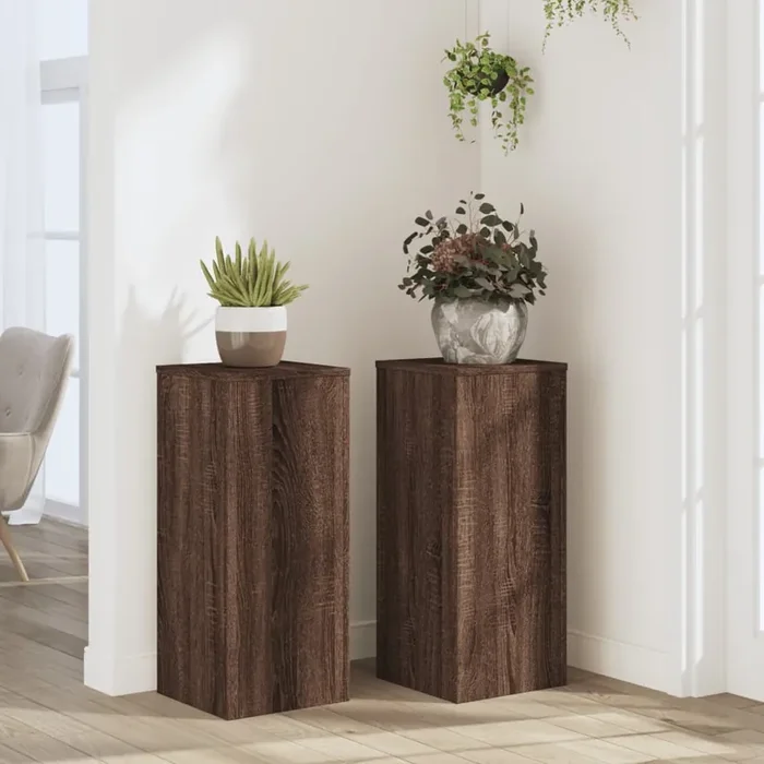 vidaXL Plant Stands 2 pcs Brown Oak 30x30x70 cm Engineered wood