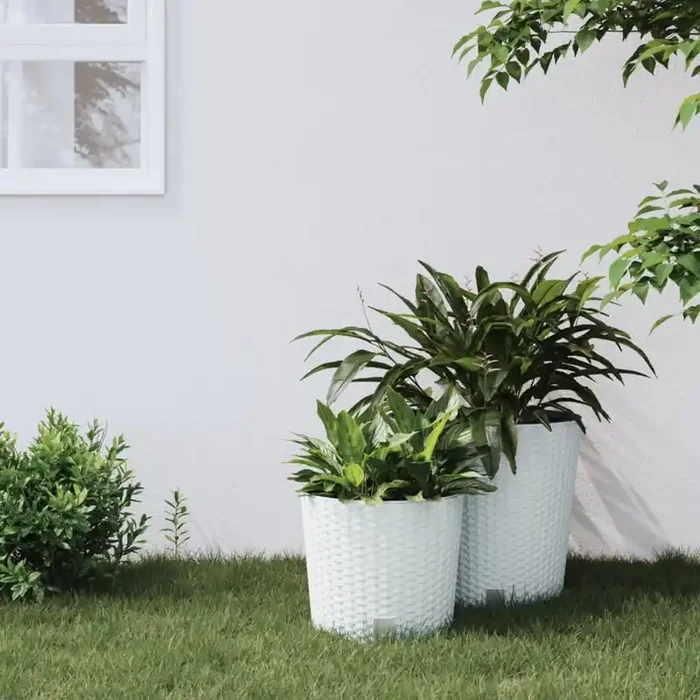 vidaXL Planter with Removable Inner White 15 / 15.3 L PP Rattan