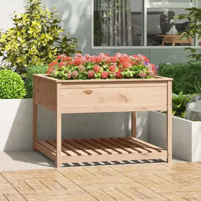 vidaXL Planter with Shelf 111.5×111.5×81 cm Solid Wood Pine