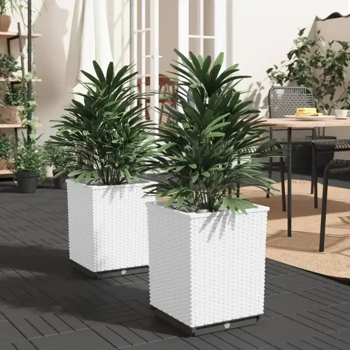 vidaXL Planters 2 pcs White 30x30x37 cm Polypropylene