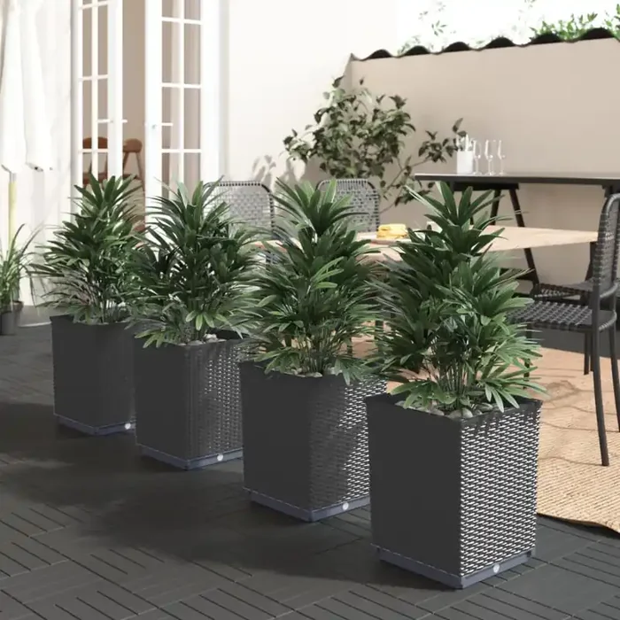 vidaXL Planters 4 pcs Black 30x30x37 cm Polypropylene