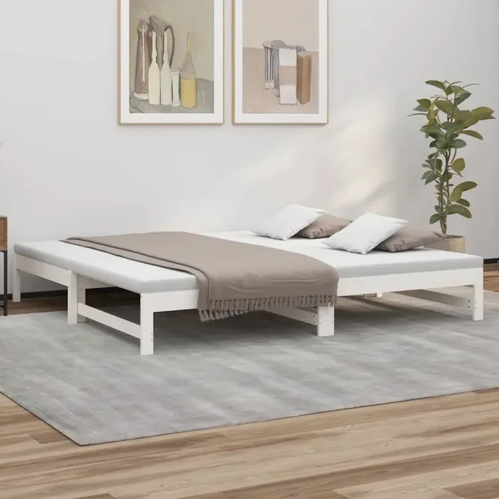 vidaXL Pull-out Day Bed without Mattress White 2x(90×200) cm
