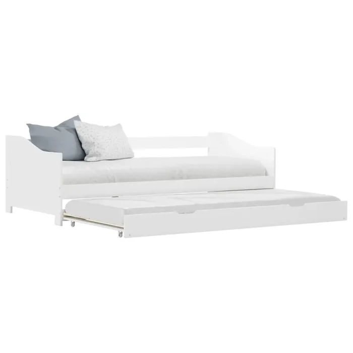 vidaXL Pull-out Sofa Bed Frame without Mattress White Pinewood 90×200 cm