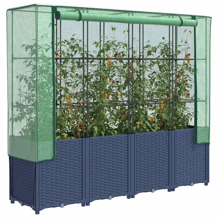 vidaXL Raised Bed with Greenhouse Cover Rattan Look 160x40x153 cm