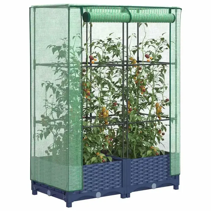 vidaXL Raised Bed with Greenhouse Cover Rattan Look 80x40x123 cm