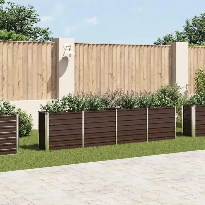 vidaXL Raised Garden Bed 320x40x77 cm Galvanised Steel Brown