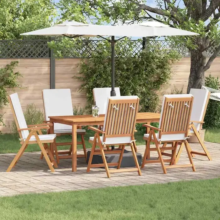 vidaXL Reclining Garden Chairs with Cushions 6 pcs Solid Teak Wood
