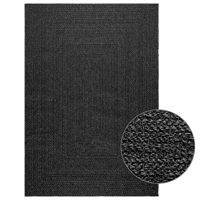 vidaXL Rug ZIZUR Anthracite 140×200 cm Jute Look Indoor and Outdoor