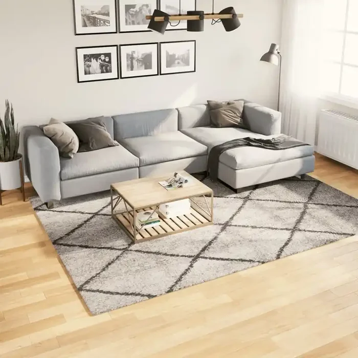 vidaXL Shaggy Rug PAMPLONA High Pile Modern Beige and Anthracite 200×280 cm