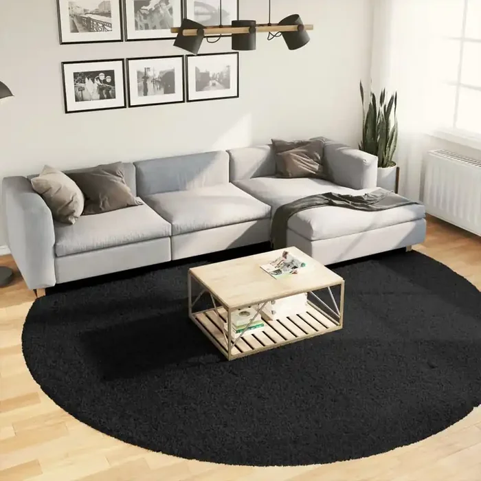 vidaXL Shaggy Rug PAMPLONA High Pile Modern Black Ø 280 cm
