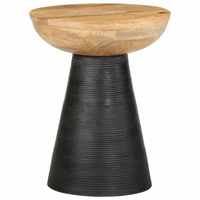 vidaXL Side Table Black Ø37×45 cm Solid Wood Mango
