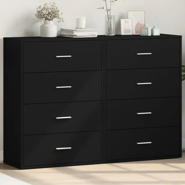 vidaXL Sideboards 2 pcs Black 60x31x84 cm Engineered Wood