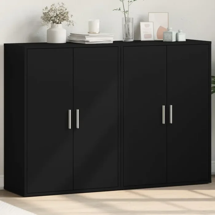 vidaXL Sideboards 2 pcs Black 60x31x84 cm Engineered Wood